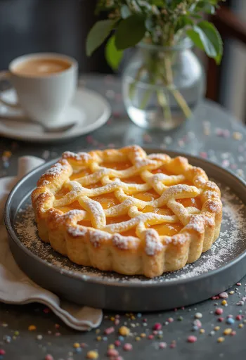 Crostata z klasycznym dżemem morelowym, z chrupiącym ciastem