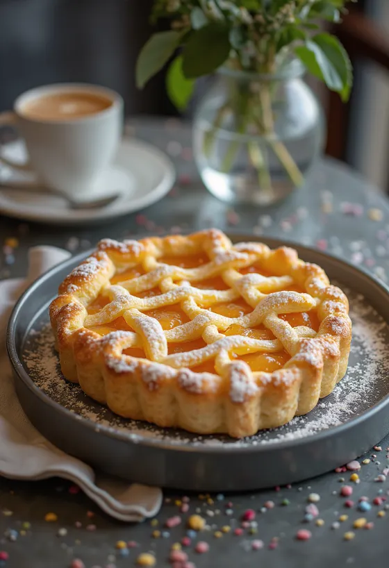 Crostata z klasycznym dżemem morelowym, z chrupiącym ciastem