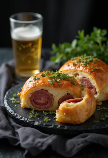 Stromboli z salami, z bogatym nadzieniem z salami i roztopioną mozzarellą na wierzchu, chrupiące na zewnątrz i miękkie w środku.