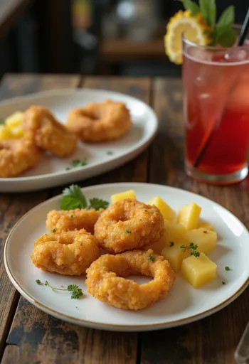 Acarajé z ananasem, smażone kulki fasolowe z owocami