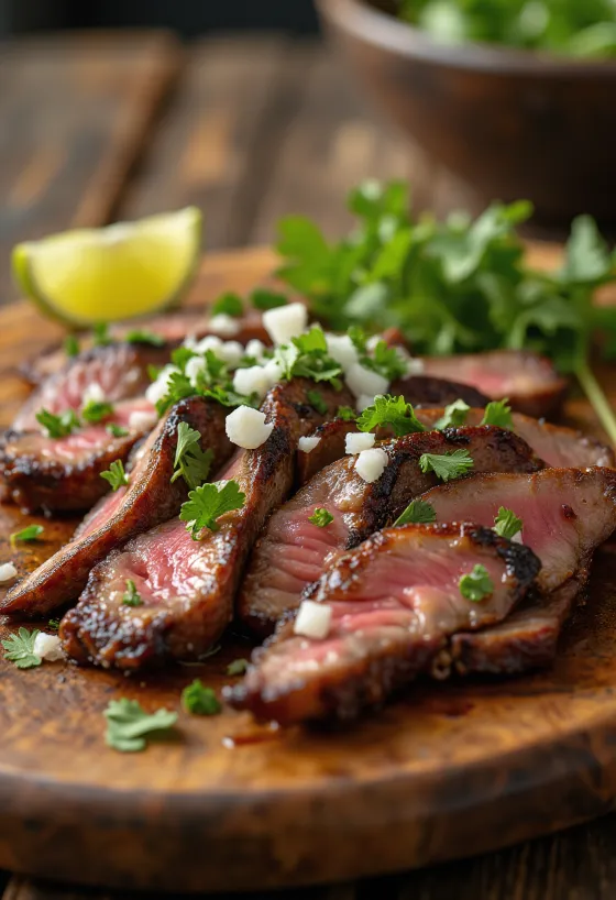 Carne asada podane z tortillą i sałatką