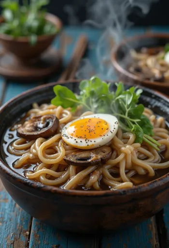 Miska zupy miso nikomi udon z makaronem i warzywami