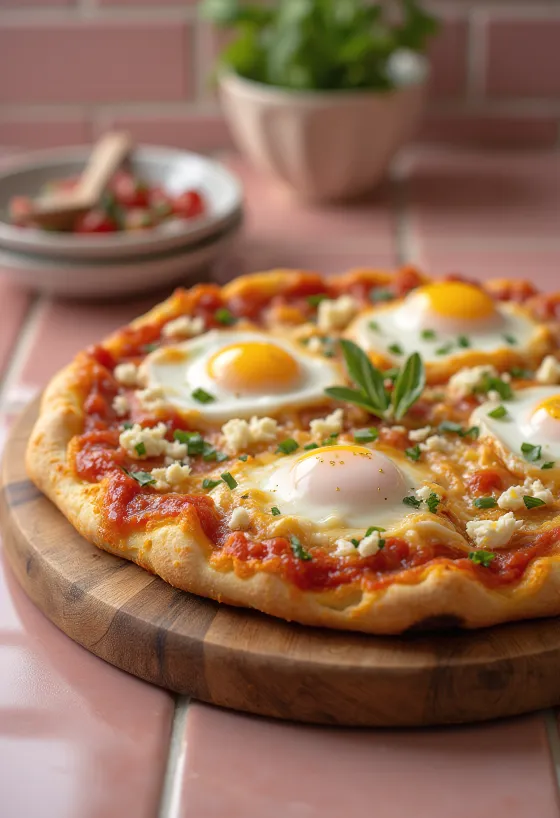Pizza Szakszuka na bazie pomidorów i jajek o pikantnym smaku