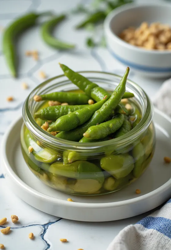 Pikantna marynowana okra w słoiku
