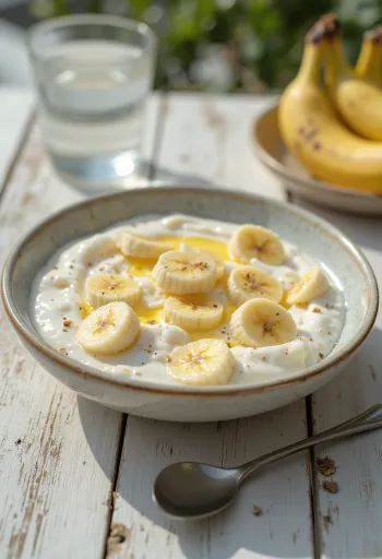 Raita bananowa podana, jogurtowy i orzeźwiający sos z bananem i przyprawami