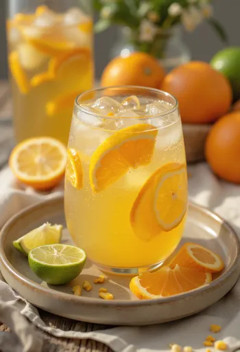 Cydr z plastrami pomarańczy, cytryny i limonki
