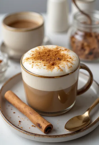 Spieniona chai latte posypana cynamonem