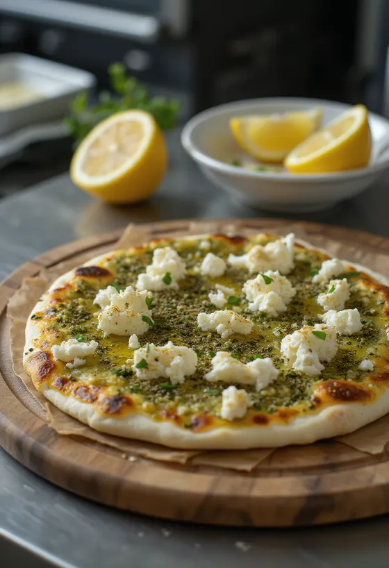 Pizza z zatarem na pikantnym cieście z serem