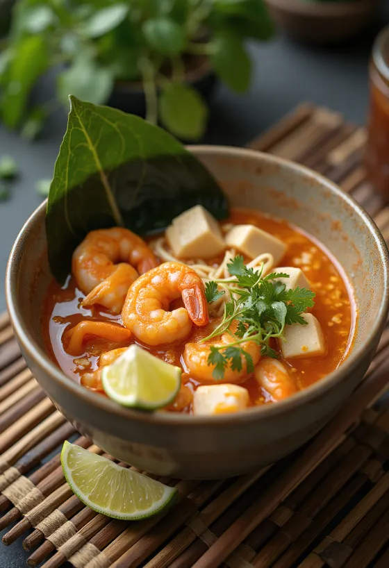 Tom Yum Ramen podany w stylu fusion ostro-kwaśnym