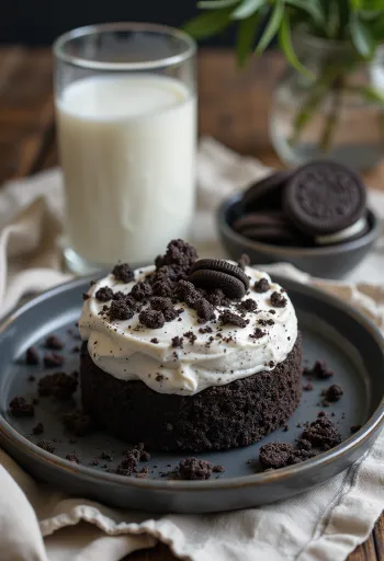 Wegański tort Oreo podany na stół