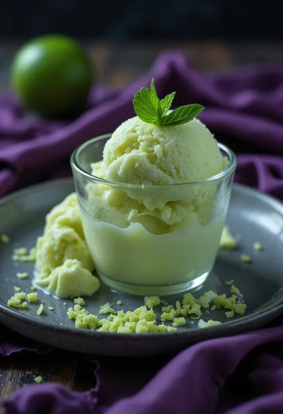 Lody limonkowe podane