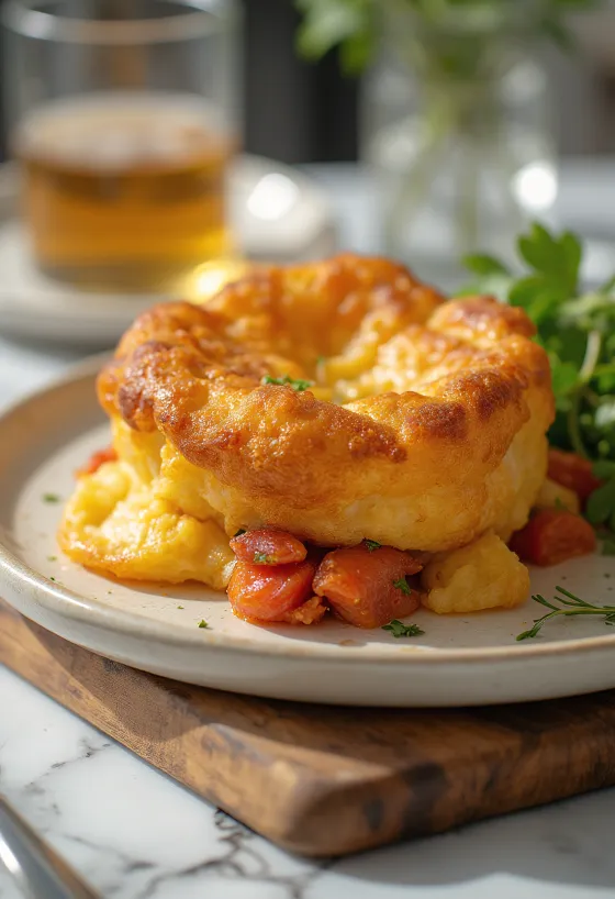 Yorkshire pudding z chorizo, chrupiący i apetyczny