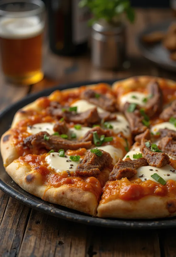 Korean Bulgogi Pizza z wołowiną i sosem gochujang