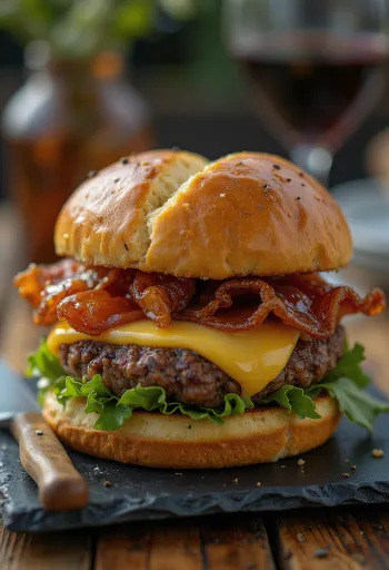 Specjalny burger szefa kuchni z foie gras i truflami