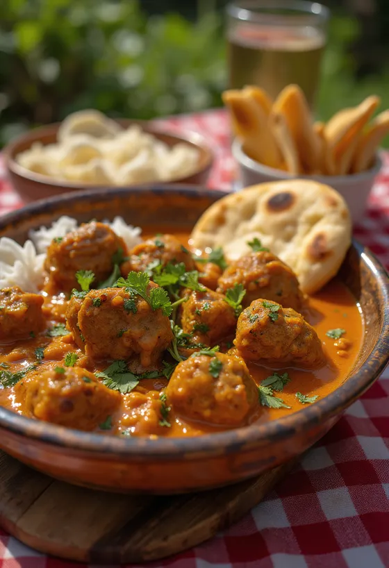Curry z jagnięciny w stylu Balti, pikantne curry z jagnięciny podane z kolendrą