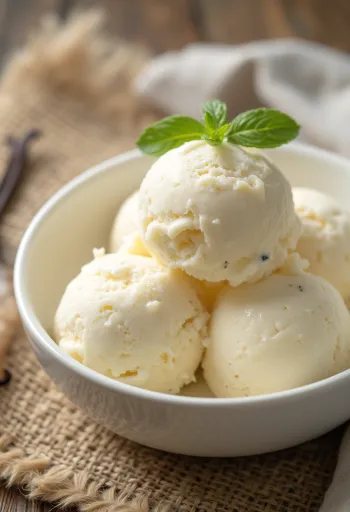 Kremowe lody waniliowe podane