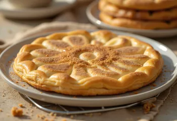Krumkake z cynamonem, podawane na świeżo, z cukrem cynamonowym