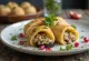Badrijani z pastą orzechową, podane z grillowanym bakłażanem i świeżą kolendrą