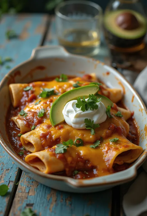 Enchilada z awokado, podana na świeżo
