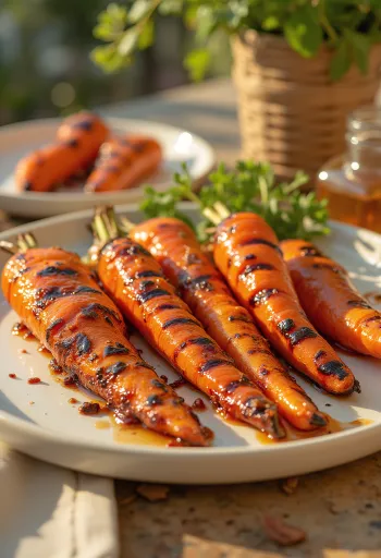 Grillowana marchewka BBQ podana na talerzu