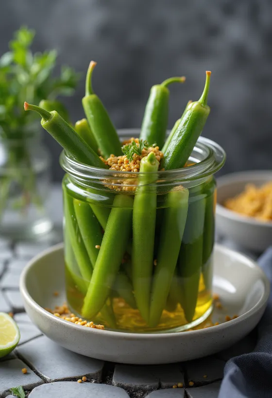 Słodko-kwaśna okra w słoiku