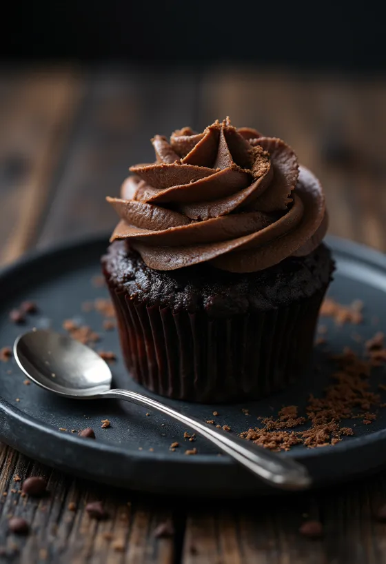 Babeczki z gorzkiej czekolady podane