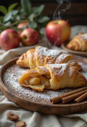 Strudel jabłkowy z cynamonem podany na talerzu