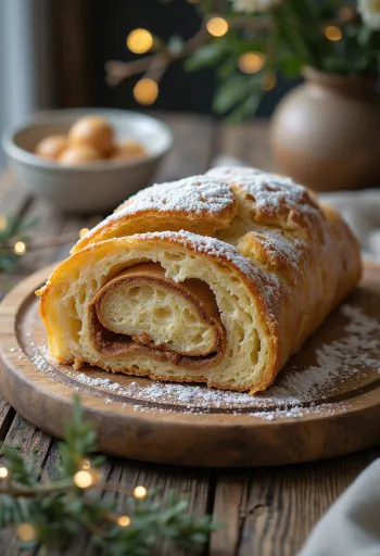 Stollen cynamonowo-marcepanowy pokrojony w plastry