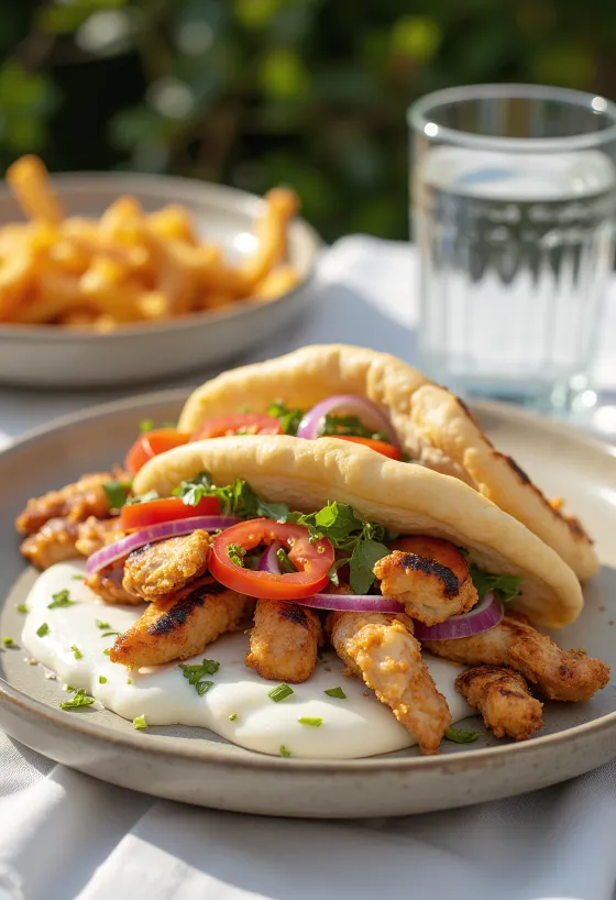 Gyros z kurczakiem podawany w picie