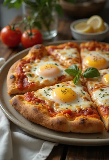 Pizza a Caballo z jajkiem sadzonym, grubym ciastem i mozzarellą