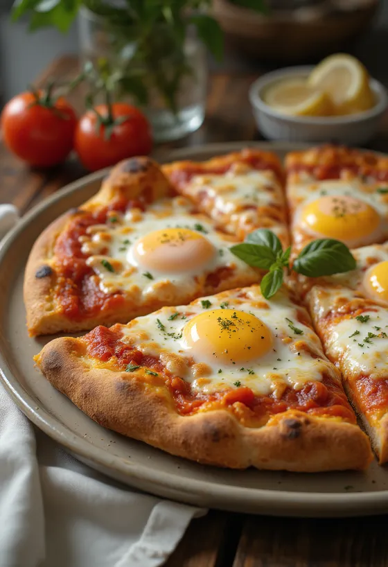Pizza a Caballo z jajkiem sadzonym, grubym ciastem i mozzarellą