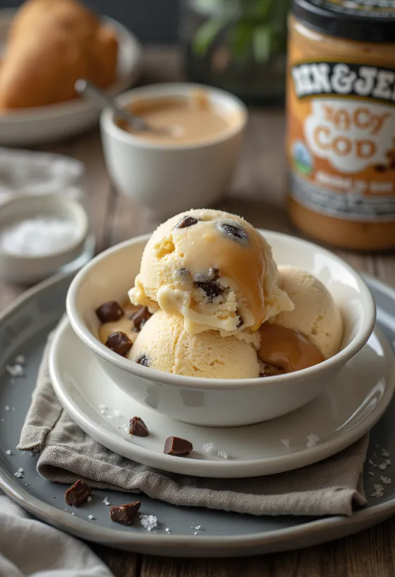 Lody Ben & Jerry’s Salted Caramel Core podane
