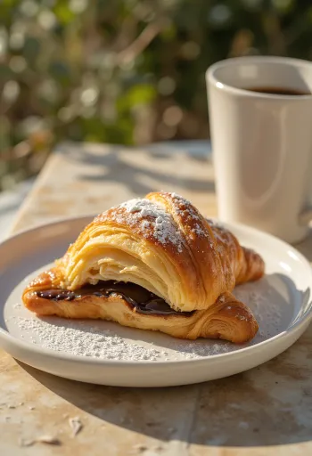 Croissant z koniakiem podany na talerzu