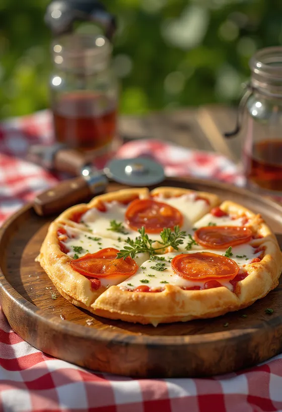 Gofry w stylu pizzy podane na talerzu