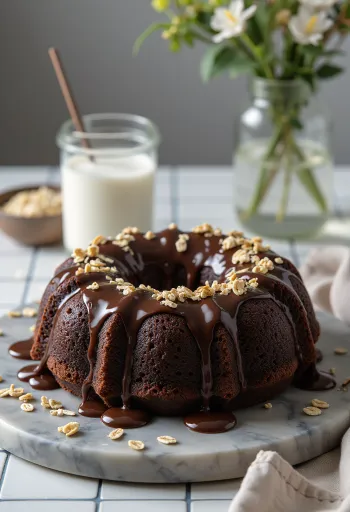 Babka owsiano-czekoladowa podana na talerzu