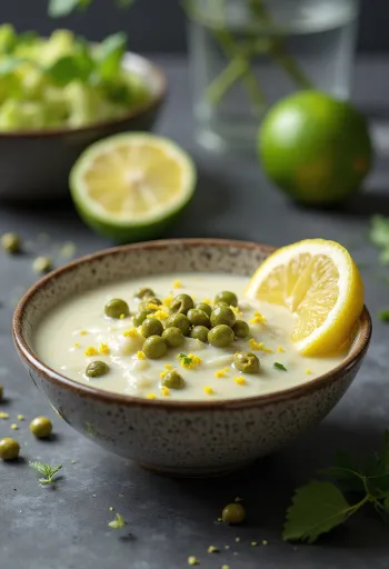 Sos kaparowy z limonką i curry podany na stół