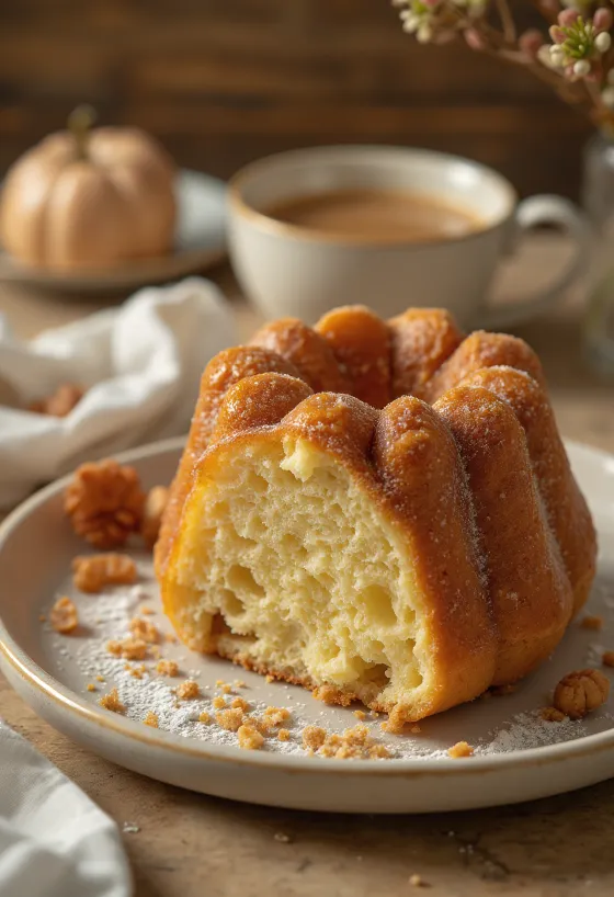 Kremowa babka kasztanowo-waniliowa na talerzu