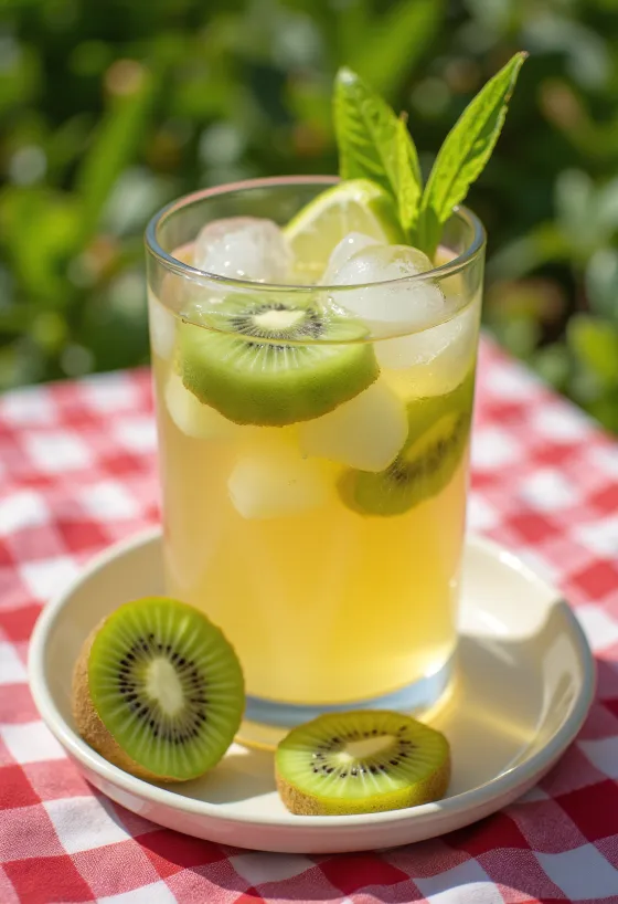 Mrożony cydr z kiwi świeżo podany