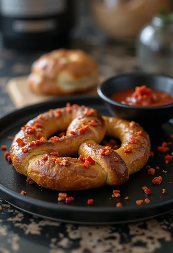 Świeżo upieczone precle z chili