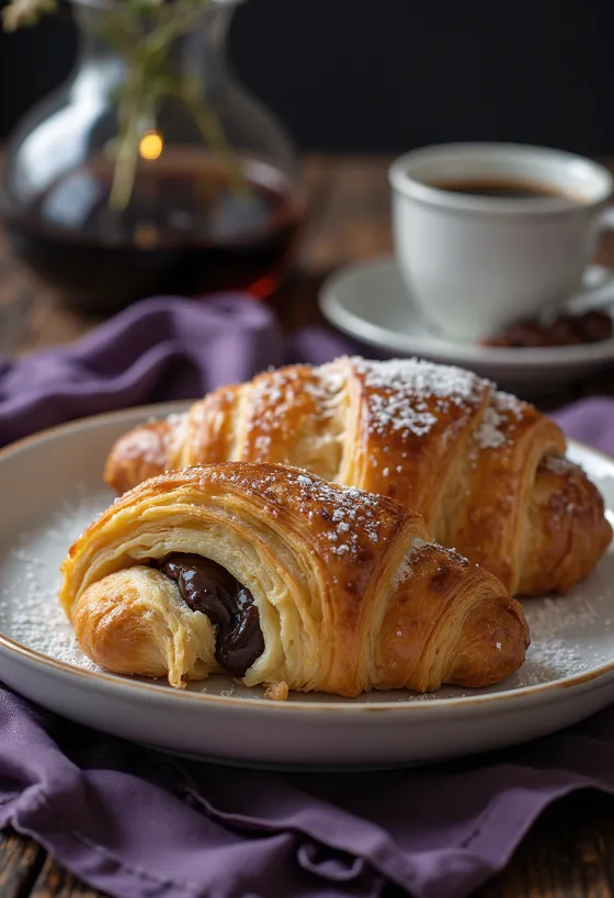 Croissant z likierem kawowym podany na talerzu