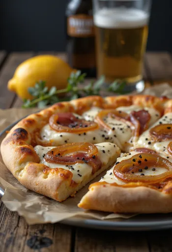 Pizza Alsacienne ze śmietaną, cebulą i boczkiem