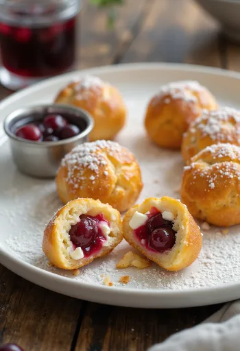 Æbleskiver z nadzieniem żurawinowym, serem feta i odrobiną wanilii