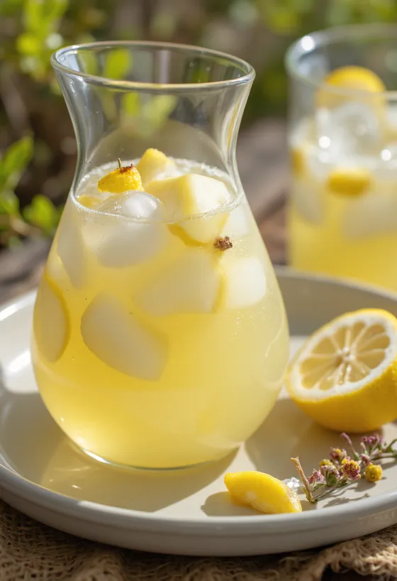 Lemoniada gruszkowa podana w szklance