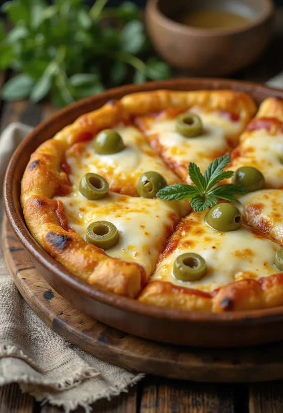 Pizza Argentina na grubym cieście, z mozzarellą i sosem pomidorowym