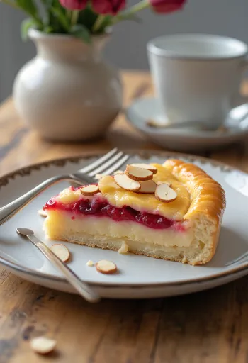 Bezglutenowa tarta Bakewell z nadzieniem migdałowym i dżemem malinowym