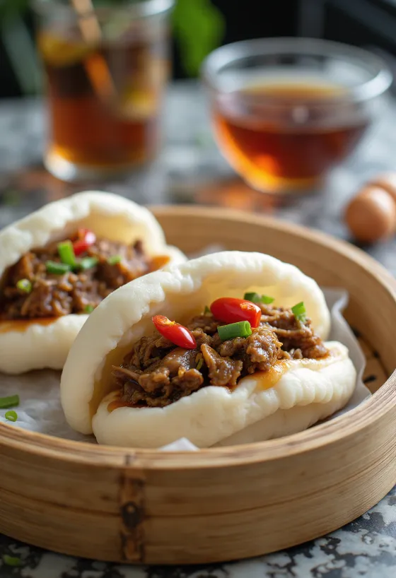 Beef Rendang Bao nadziewane pikantnym ragu wołowym