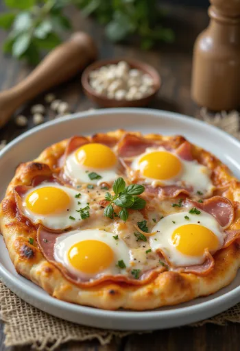 Pizza Bismark z jajkiem i szynką