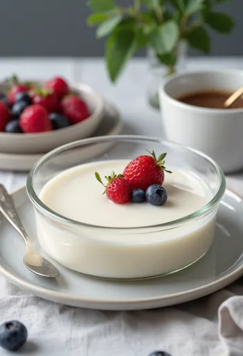 Panna cotta bez cukru podana na talerzu