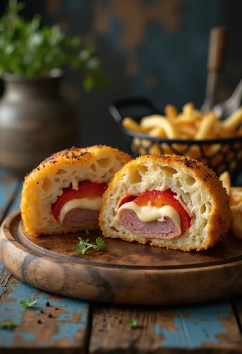 Cachopo z papryką i serem, podane z bogatymi smakami i chrupiącą panierką
