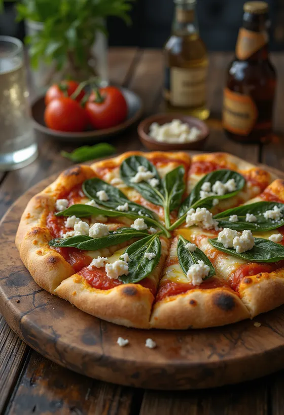 Pizza z kozim serem i szpinakiem